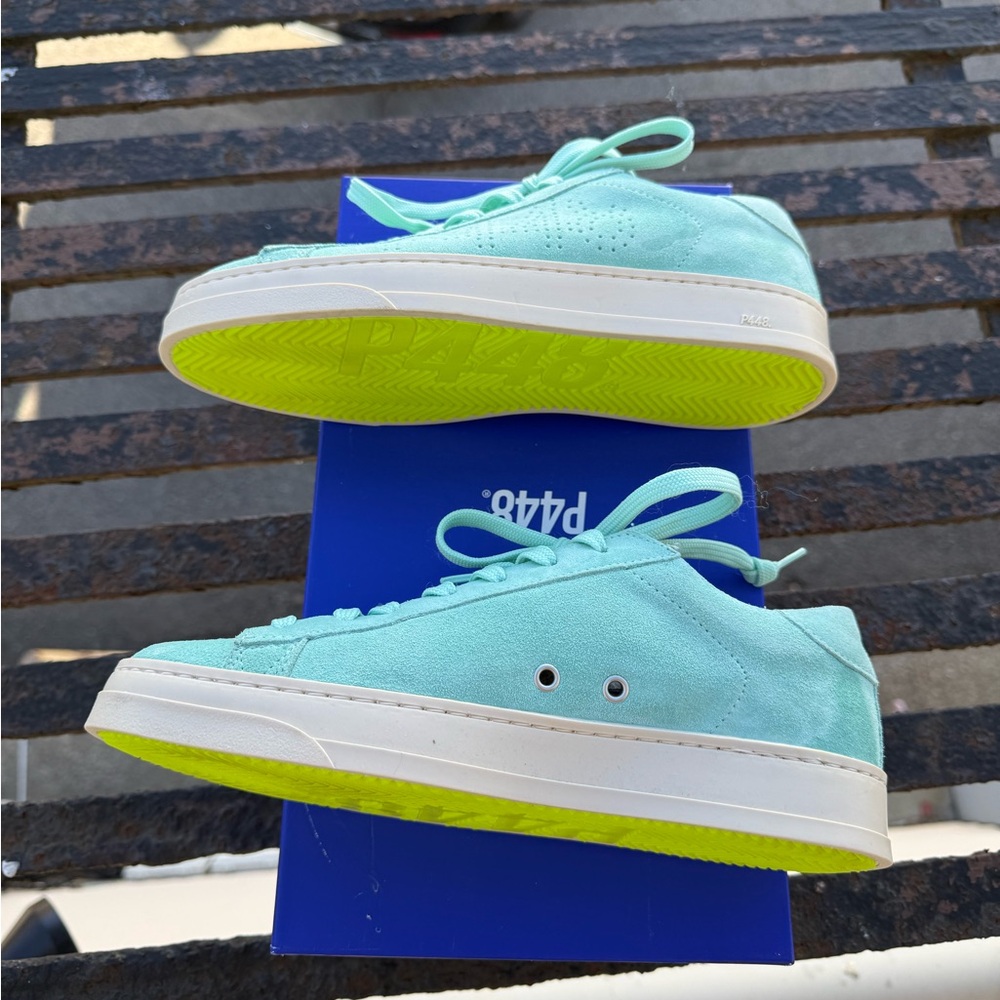 P448 Jack Low Top Sneakers in Aqua - Picture 12 of 15